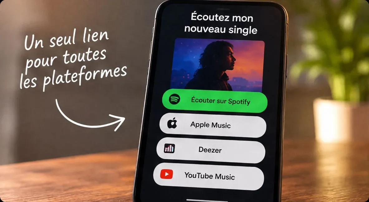 Lien unique regroupant Spotify, Apple Music, Deezer et YouTube Music pour une même sortie