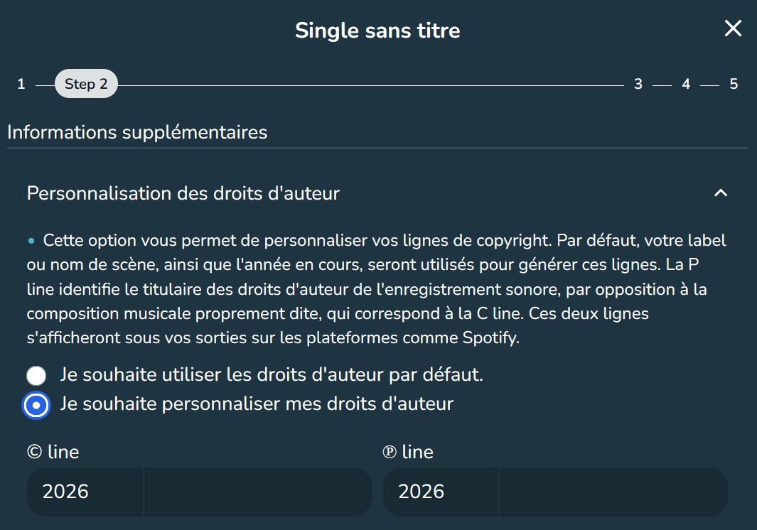 Déclaration des copyrights d’une distribution